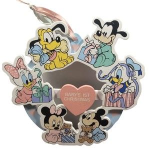 Vintage Baby’s First Christmas Ornament Disney Wooden Made in Taiwan 1987